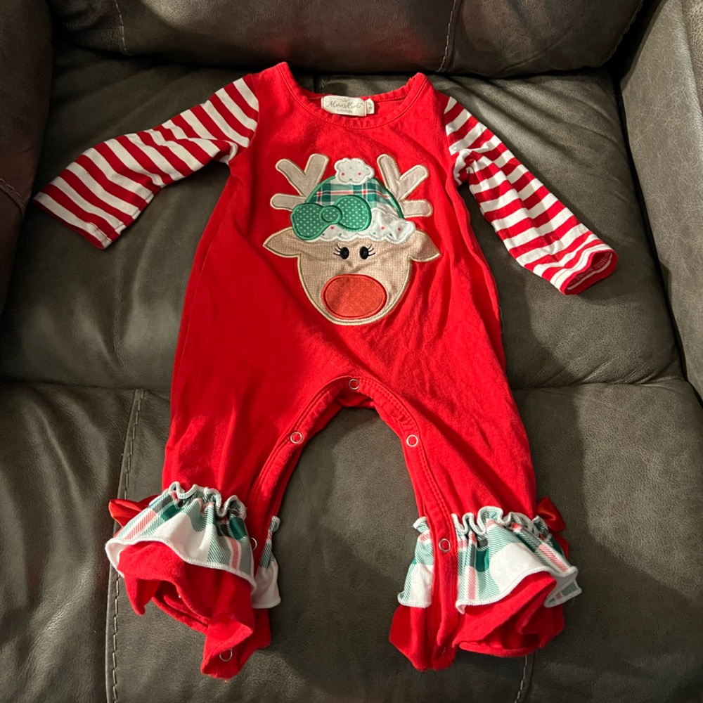 Marie Nicole Reindeer Infant Romper